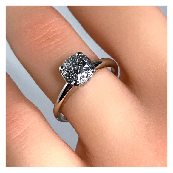 14KT GYPSY SET DIAMOND MID CENTURY MODERN SOLID WHITE GOLD RING - Picture 2 of 13